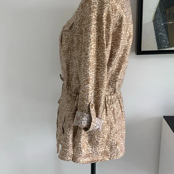 Charter Club 100% linen gold shimmer safari jacket M - Picture 5 of 8